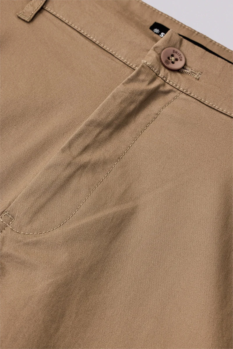 Snitch Beige Straight Fit Stretch Trousers for Men | Best Price UAE